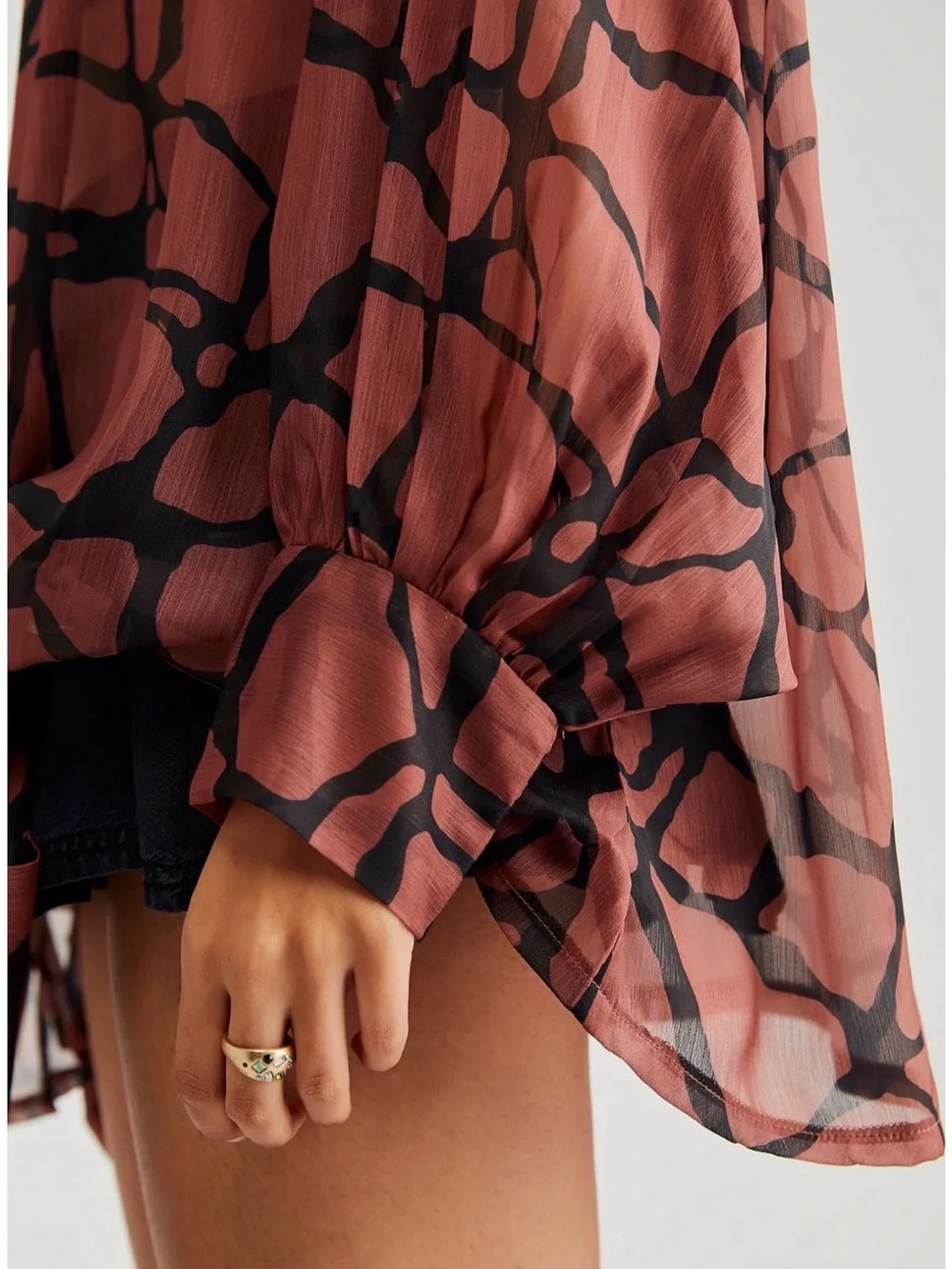 Free People Safari Print Tie Front Kimono